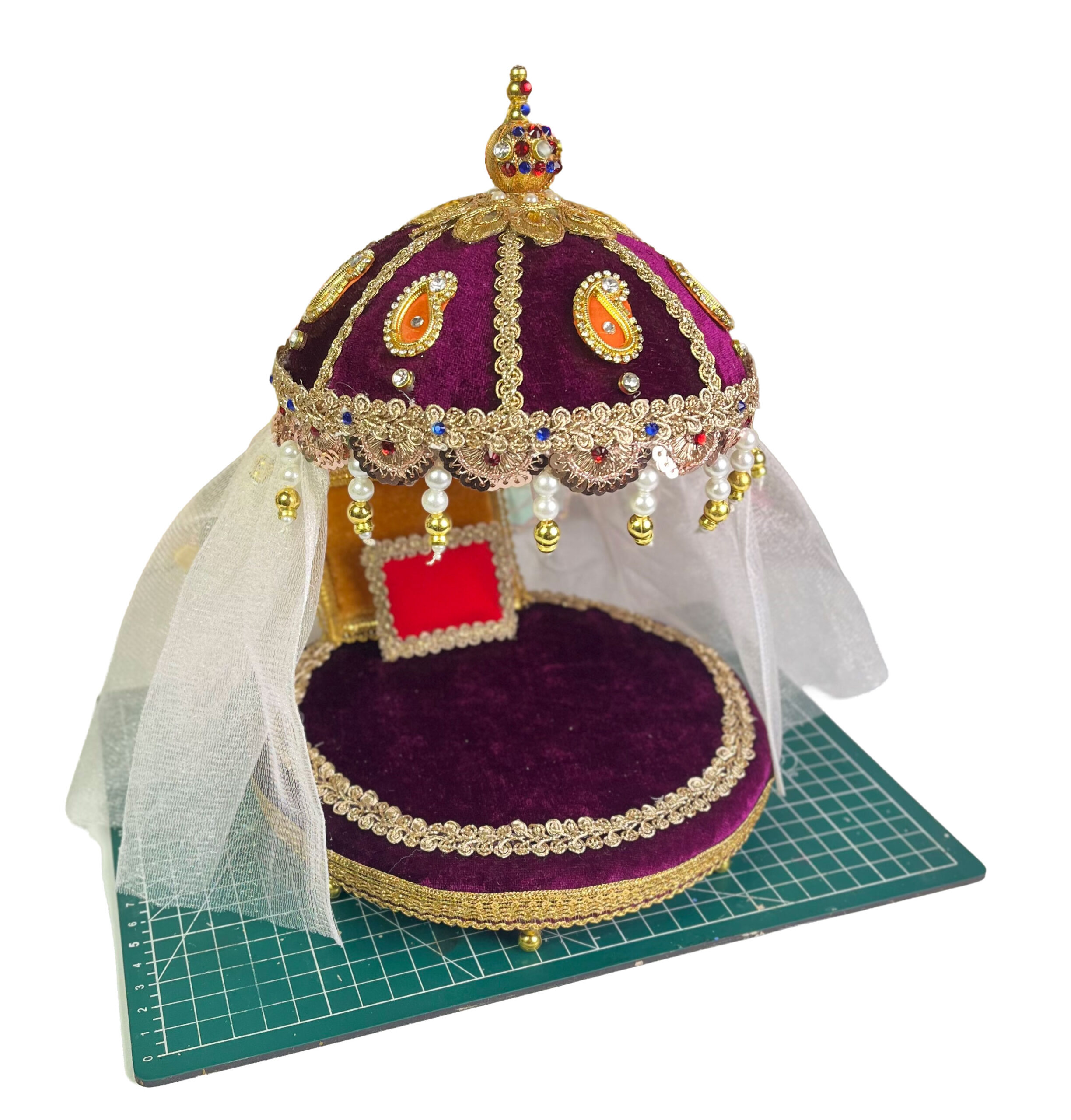 Handcrafted Laddu Gopal Ji Velvet Singhasan with Royal Chhatra